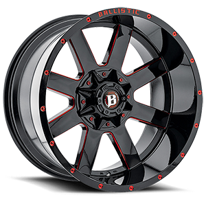 Ballistic Off Road 959 Rage 6 Gloss Black with Red Milling