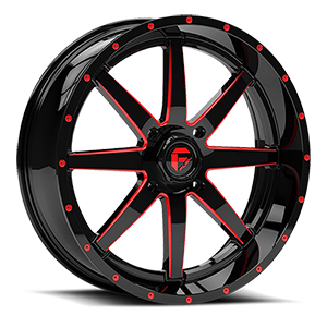 Fuel UTV Wheels Maverick - D650 - UTV 4 Gloss Black Milled with Red Tint