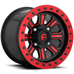 Fuel UTV Wheels Hardline - D911 Beadlock (Lightweight Ring) 4 Gloss Black w/ Candy Red