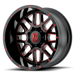 XD Wheels XD820 Grenade 8 Satin Black Milled w/ Red Tinted Clear Coat