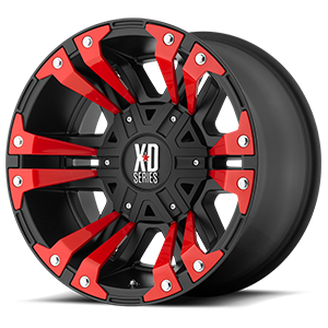 XD Wheels XD822 Monster II 6 Satin Black with Red Inserts