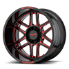 6 LUG MO992 FOLSOM GLOSS BLACK MILLED WITH RED TINT