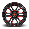 6 LUG RAGE - D712 GLOSS BLACK W/ CANDY RED