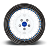 5 LUG VCE GLOSS WHITE CENTER W/ CANDY BLUE HARDWARE AND CANDY BLACK LIP