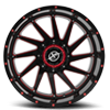 5 LUG XF-216 GLOSS BLACK W/ RED MILLING - 20X10