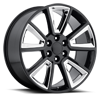 6 LUG STYLE 57 GLOSS BLACK W/ CHROME ACCENTS